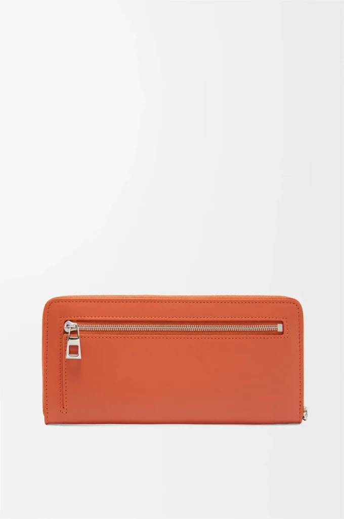 Knot zip around wallet in shiny nappa calfskin Maple/Papercraft