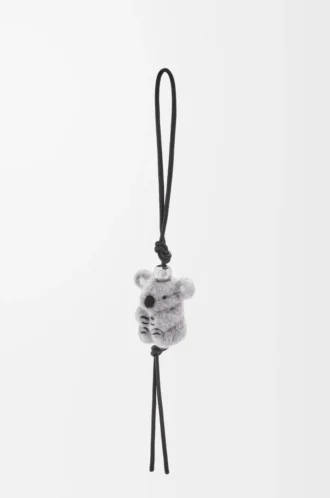Koala charm in felt and calfskin Light Grey/Black
