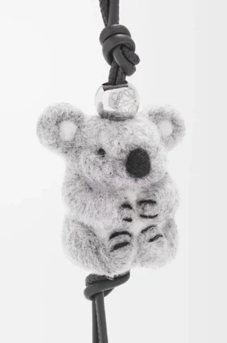 Koala charm in felt and calfskin Light Grey/Black