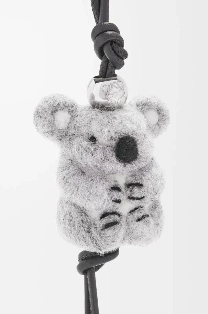 Koala charm in felt and calfskin Light Grey/Black Koala charm in felt and calfskin Light Grey/Black