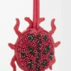 Ladybug keyfob charm in beaded leather Ruby Red Ladybug keyfob charm in beaded leather Ruby Red