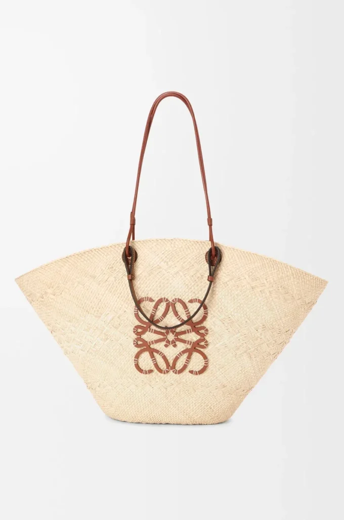 Large Anagram Basket bag in iraca palm and calfskin Natural/Tan Large Anagram Basket bag in iraca palm and calfskin Natural/Tan