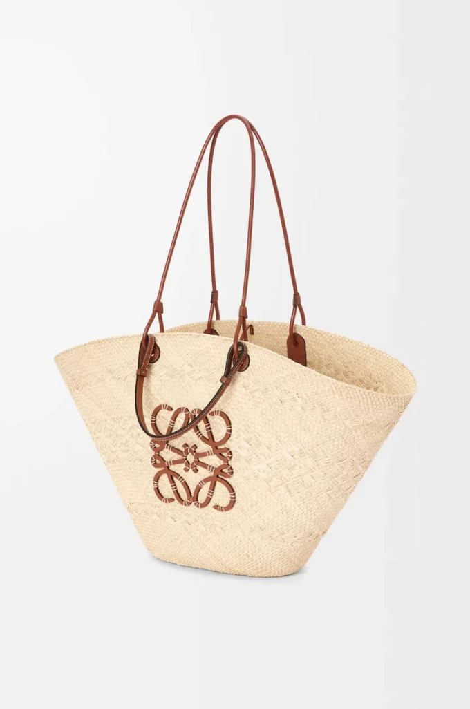 Large Anagram Basket bag in iraca palm and calfskin Natural/Tan Large Anagram Basket bag in iraca palm and calfskin Natural/Tan