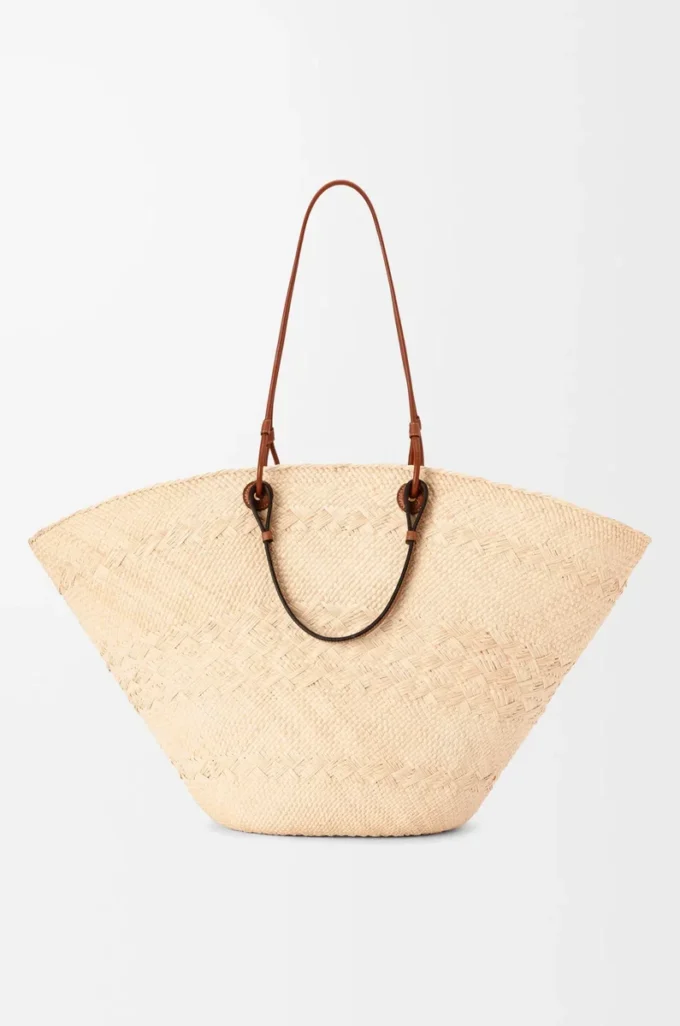 Large Anagram Basket bag in iraca palm and calfskin Natural/Tan Large Anagram Basket bag in iraca palm and calfskin Natural/Tan