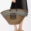 Large Anagram basket in iraca palm and calfskin Dark Khaki/Black Large Anagram basket in iraca palm and calfskin Dark Khaki/Black