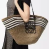 Large Anagram basket in iraca palm and calfskin Dark Khaki/Black Large Anagram basket in iraca palm and calfskin Dark Khaki/Black