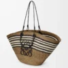 Large Anagram basket in iraca palm and calfskin Dark Khaki/Black Large Anagram basket in iraca palm and calfskin Dark Khaki/Black