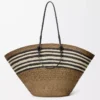 Large Anagram basket in iraca palm and calfskin Dark Khaki/Black Large Anagram basket in iraca palm and calfskin Dark Khaki/Black