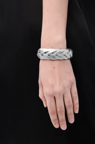 Large braided cuff in sterling silver Silver