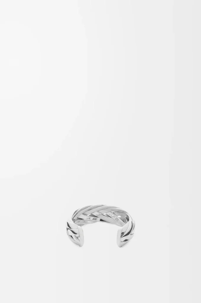 Large braided cuff in sterling silver Silver