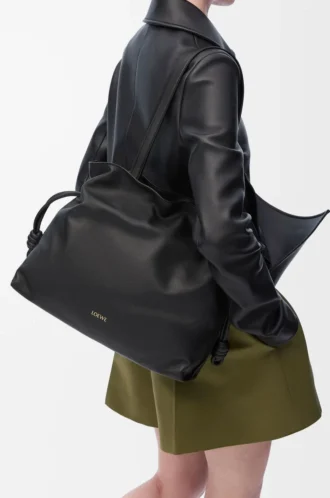 Large Flamenco clutch in nappa calfskin Black