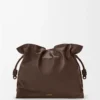 Large Flamenco clutch in nappa calfskin Chocolate Large Flamenco clutch in nappa calfskin Chocolate
