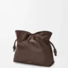 Large Flamenco clutch in nappa calfskin Chocolate Large Flamenco clutch in nappa calfskin Chocolate