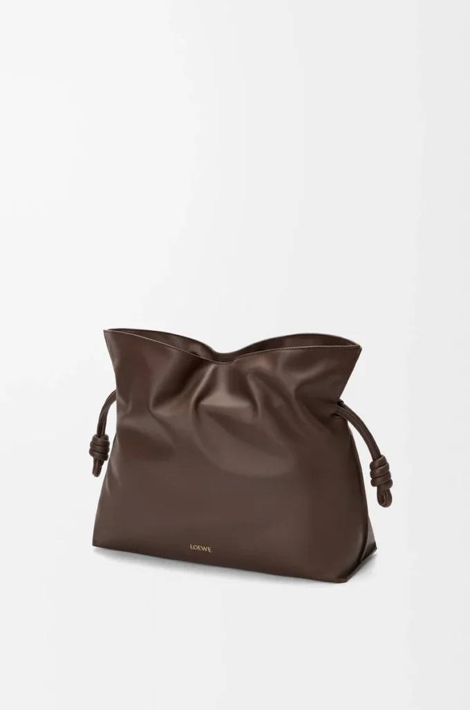 Large Flamenco clutch in nappa calfskin Chocolate Large Flamenco clutch in nappa calfskin Chocolate