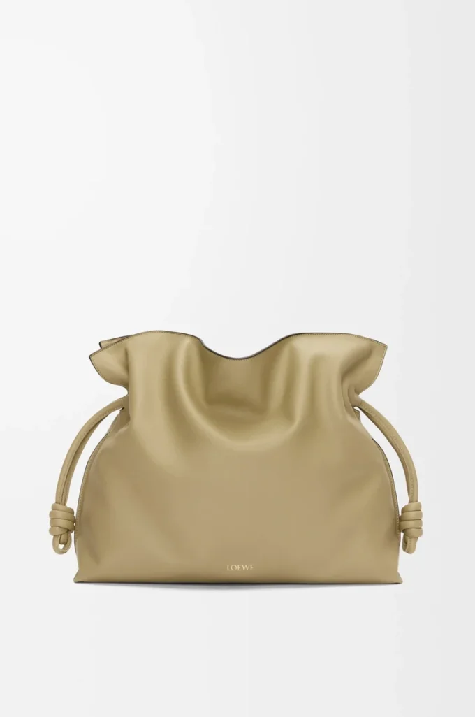Large Flamenco clutch in nappa calfskin Clay Green Large Flamenco clutch in nappa calfskin Clay Green