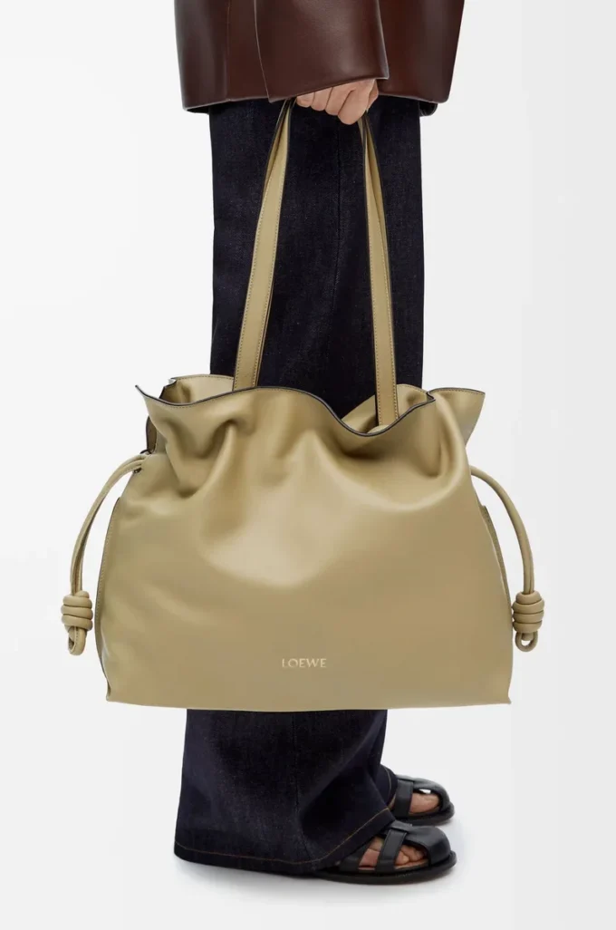 Large Flamenco clutch in nappa calfskin Clay Green Large Flamenco clutch in nappa calfskin Clay Green