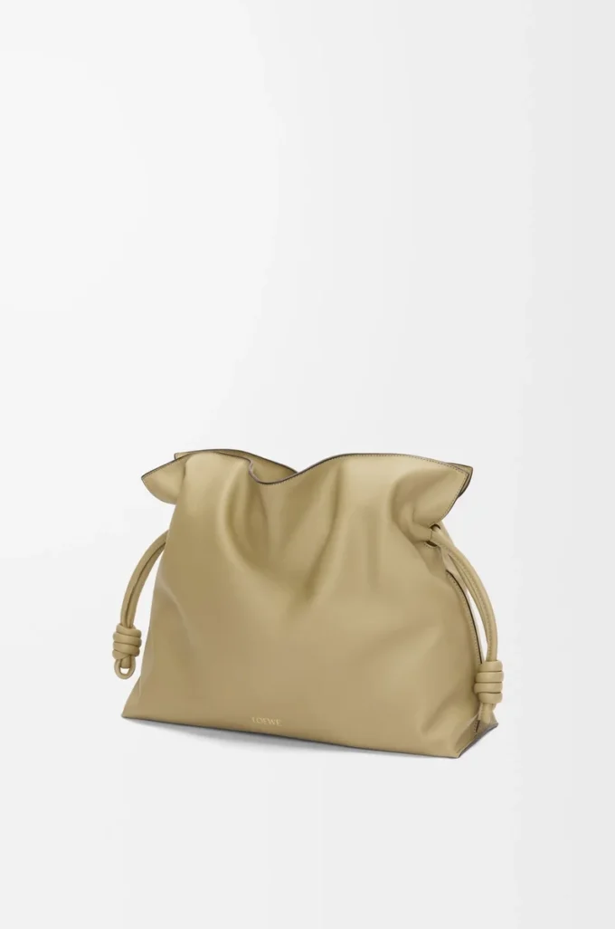 Large Flamenco clutch in nappa calfskin Clay Green Large Flamenco clutch in nappa calfskin Clay Green
