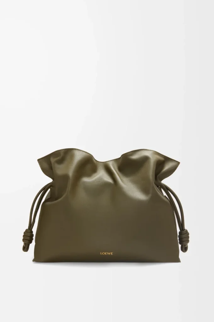 Large Flamenco clutch in nappa calfskin Dark Khaki Large Flamenco clutch in nappa calfskin Dark Khaki