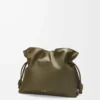 Large Flamenco clutch in nappa calfskin Dark Khaki Large Flamenco clutch in nappa calfskin Dark Khaki
