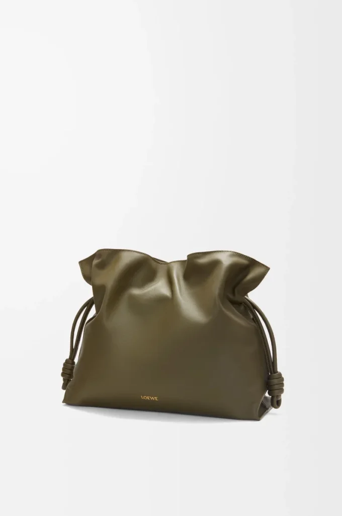 Large Flamenco clutch in nappa calfskin Dark Khaki Large Flamenco clutch in nappa calfskin Dark Khaki