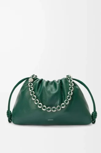 Large Flamenco purse in deerskin Evergreen