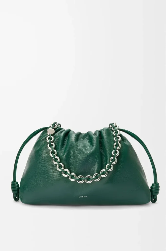Large Flamenco purse in deerskin Evergreen Large Flamenco purse in deerskin Evergreen