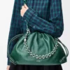 Large Flamenco purse in deerskin Evergreen Large Flamenco purse in deerskin Evergreen
