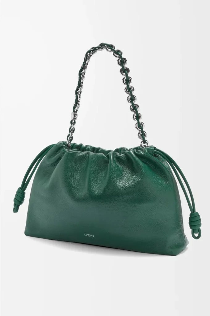 Large Flamenco purse in deerskin Evergreen Large Flamenco purse in deerskin Evergreen