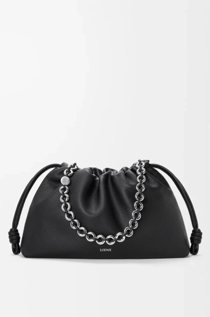 Large Flamenco purse in fine grained calfskin Black Large Flamenco purse in fine grained calfskin Black