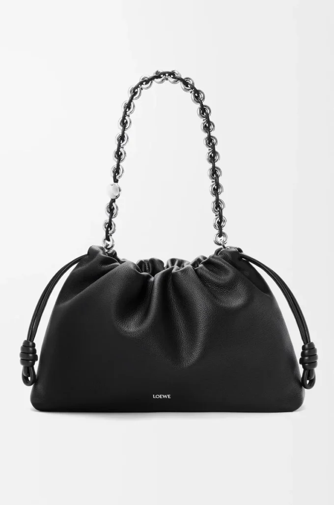 Large Flamenco purse in fine grained calfskin Black Large Flamenco purse in fine grained calfskin Black