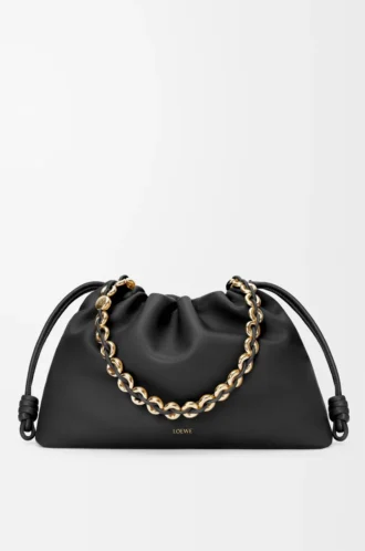 Large Flamenco purse in mellow nappa lambskin Black