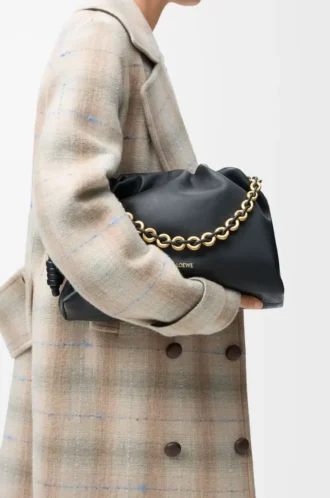 Large Flamenco purse in mellow nappa lambskin Black