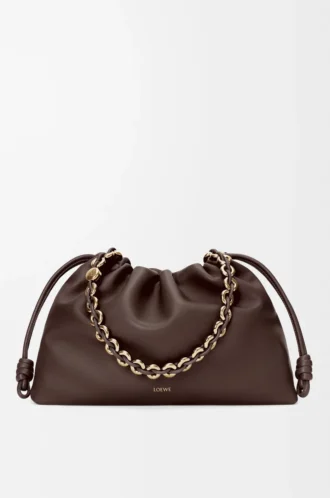 Large Flamenco purse in mellow nappa lambskin Dark Chestnut