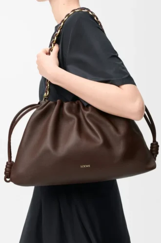 Large Flamenco purse in mellow nappa lambskin Dark Chestnut
