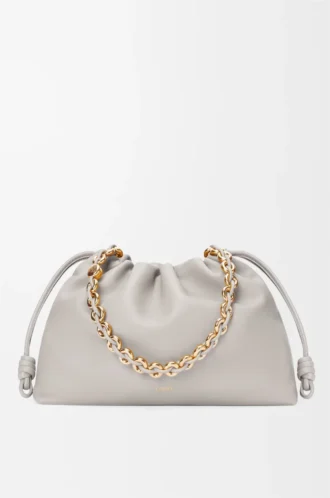 Large Flamenco purse in mellow nappa lambskin Shell Grey