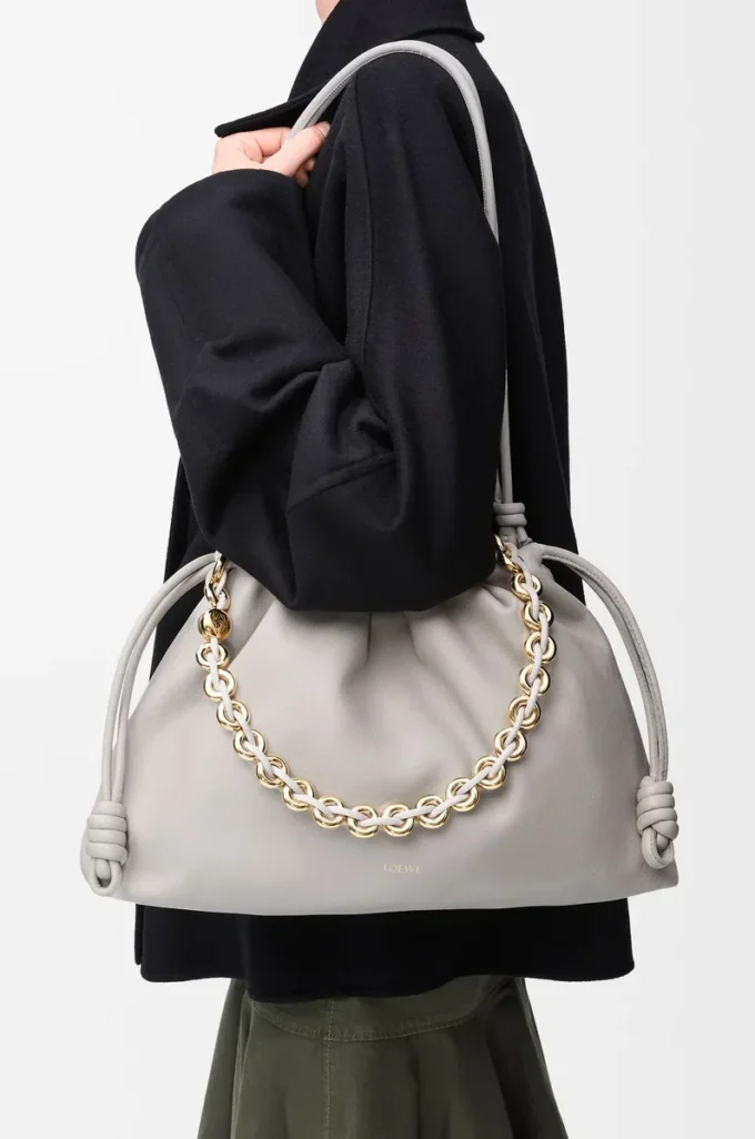 Large Flamenco purse in mellow nappa lambskin Shell Grey Large Flamenco purse in mellow nappa lambskin Shell Grey
