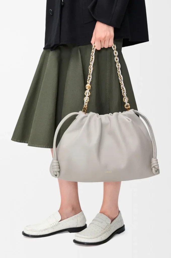 Large Flamenco purse in mellow nappa lambskin Shell Grey Large Flamenco purse in mellow nappa lambskin Shell Grey