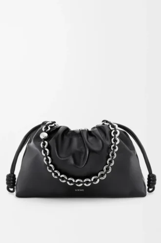 Large Flamenco purse in patent nappa lambskin Black