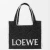 Large LOEWE Font Tote in raffia Black Large LOEWE Font Tote in raffia Black