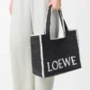 Large LOEWE Font Tote in raffia Black Large LOEWE Font Tote in raffia Black