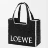 Large LOEWE Font Tote in raffia Black Large LOEWE Font Tote in raffia Black