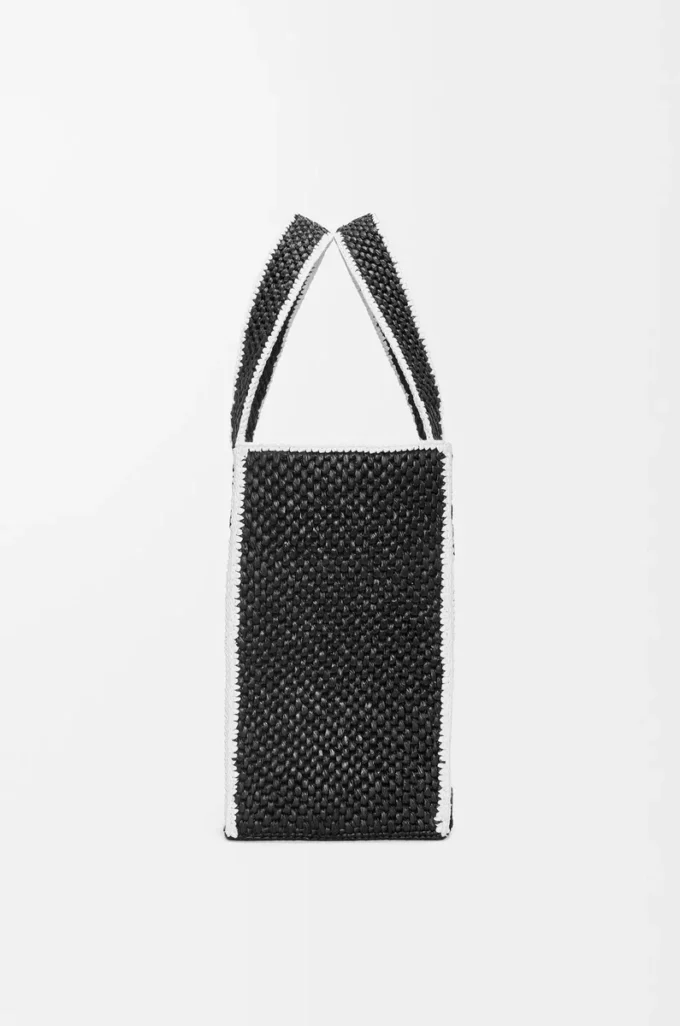 Large LOEWE Font Tote in raffia Black Large LOEWE Font Tote in raffia Black