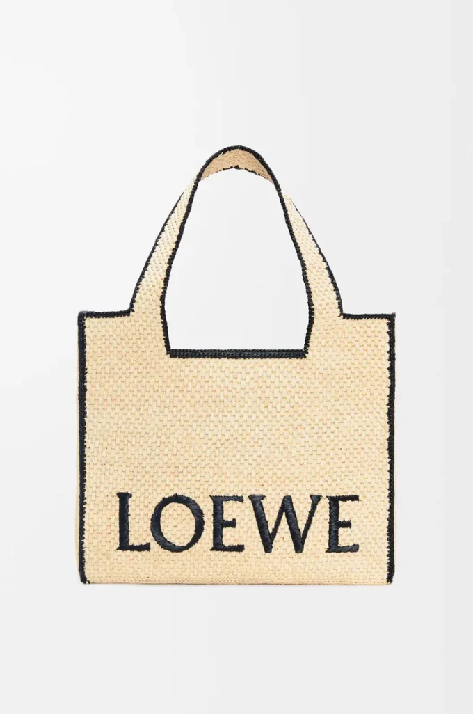 Large LOEWE Font tote in raffia Natural Large LOEWE Font tote in raffia Natural