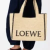 Large LOEWE Font tote in raffia Natural Large LOEWE Font tote in raffia Natural