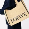 Large LOEWE Font tote in raffia Natural Large LOEWE Font tote in raffia Natural