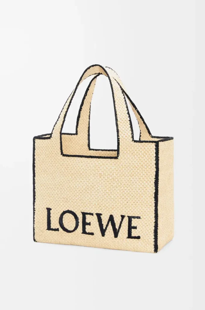 Large LOEWE Font tote in raffia Natural Large LOEWE Font tote in raffia Natural