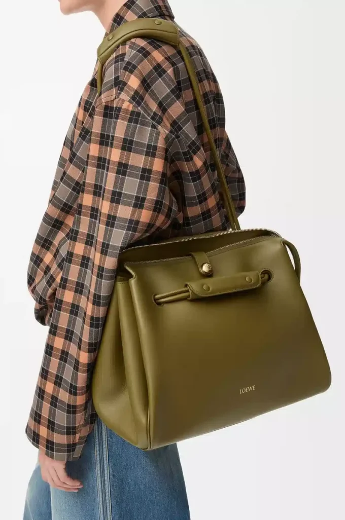 Large Madrid bag in supple calfskin Olive Large Madrid bag in supple calfskin Olive