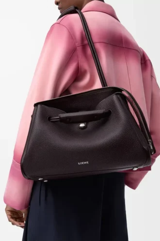 Large Madrid bag in supple grained calfskin Dark Ebony