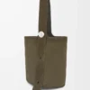 Large Pebble bucket bag in suede calfskin Dark Olive Large Pebble bucket bag in suede calfskin Dark Olive