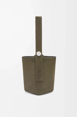 Large Pebble bucket bag in suede calfskin Dark Olive